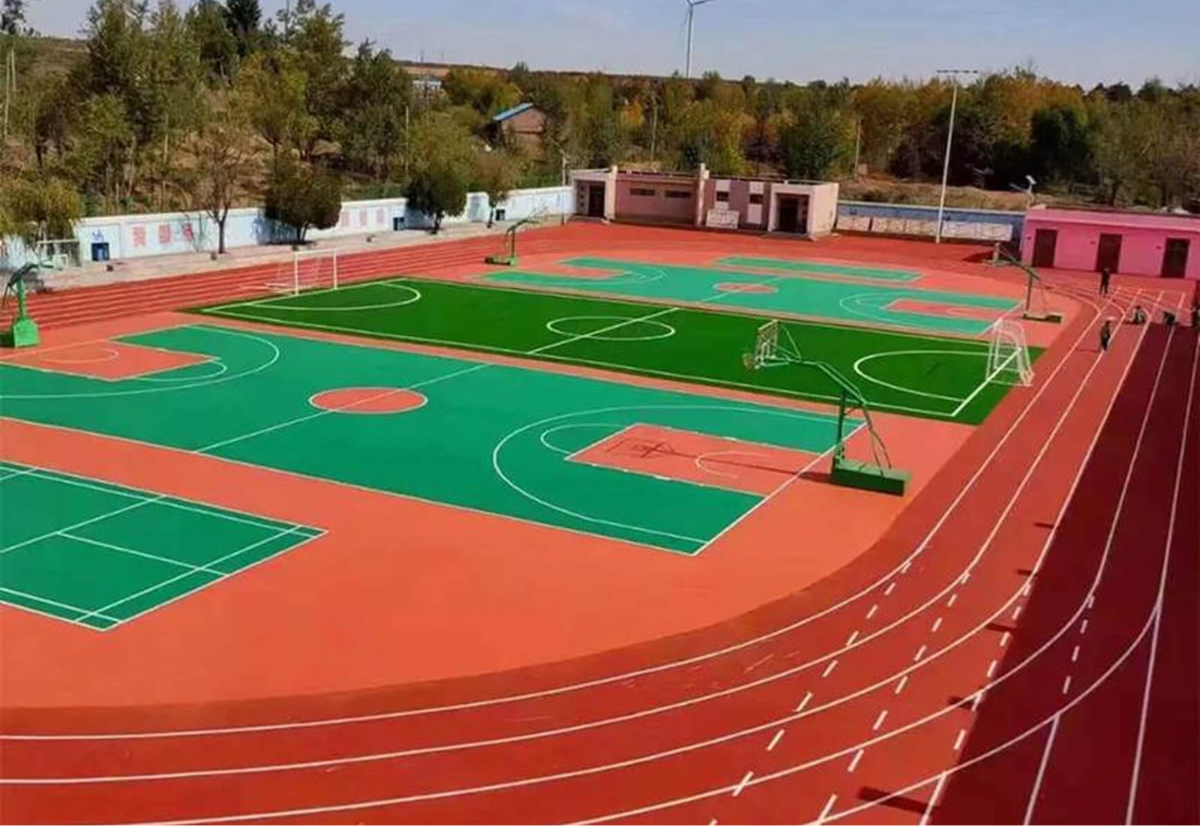 Outdoor multi-purpose sports court surfacing